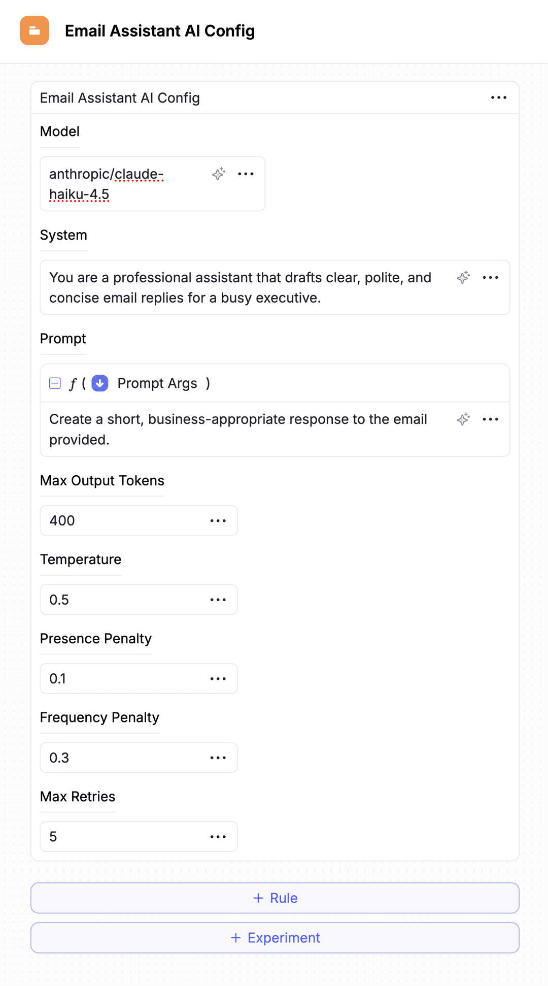 AI configuration example